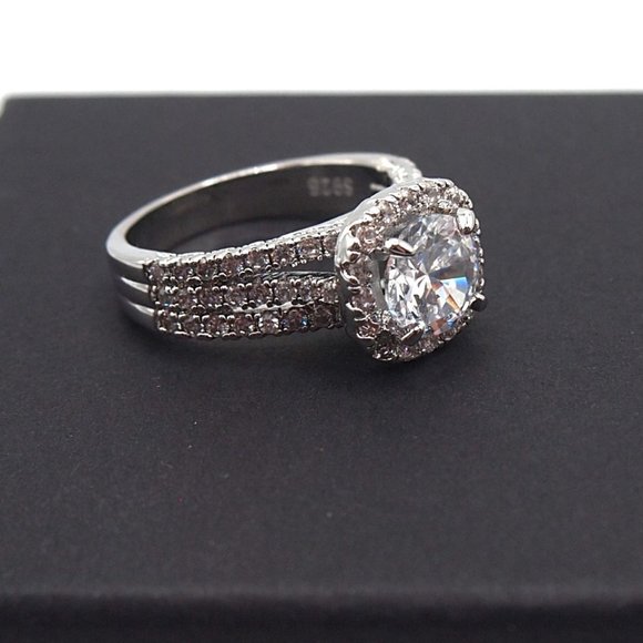 Ladies 2.50ctw Halo Bridal Diamond Ring, 18K White Gold - Picture 7 of 15
